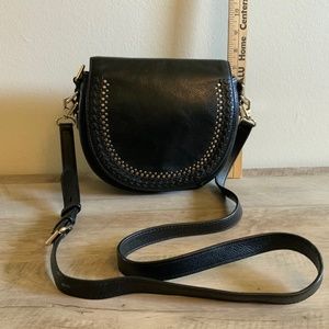 Rebecca Minkoff Astor Studded Saddle Bag Black Leather Gold